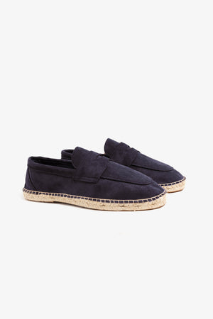 Mocassins en daim écologique bleu