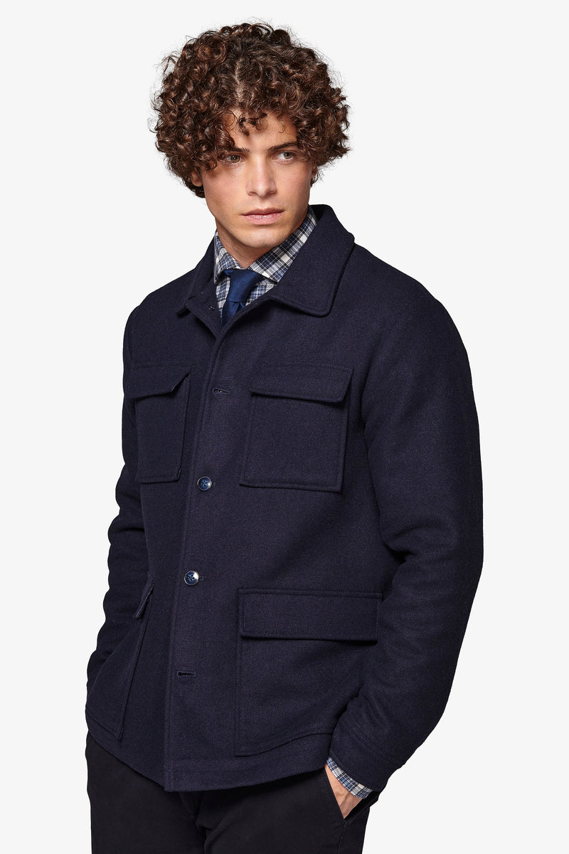 Overshirt 4 tasche blu-Dan John