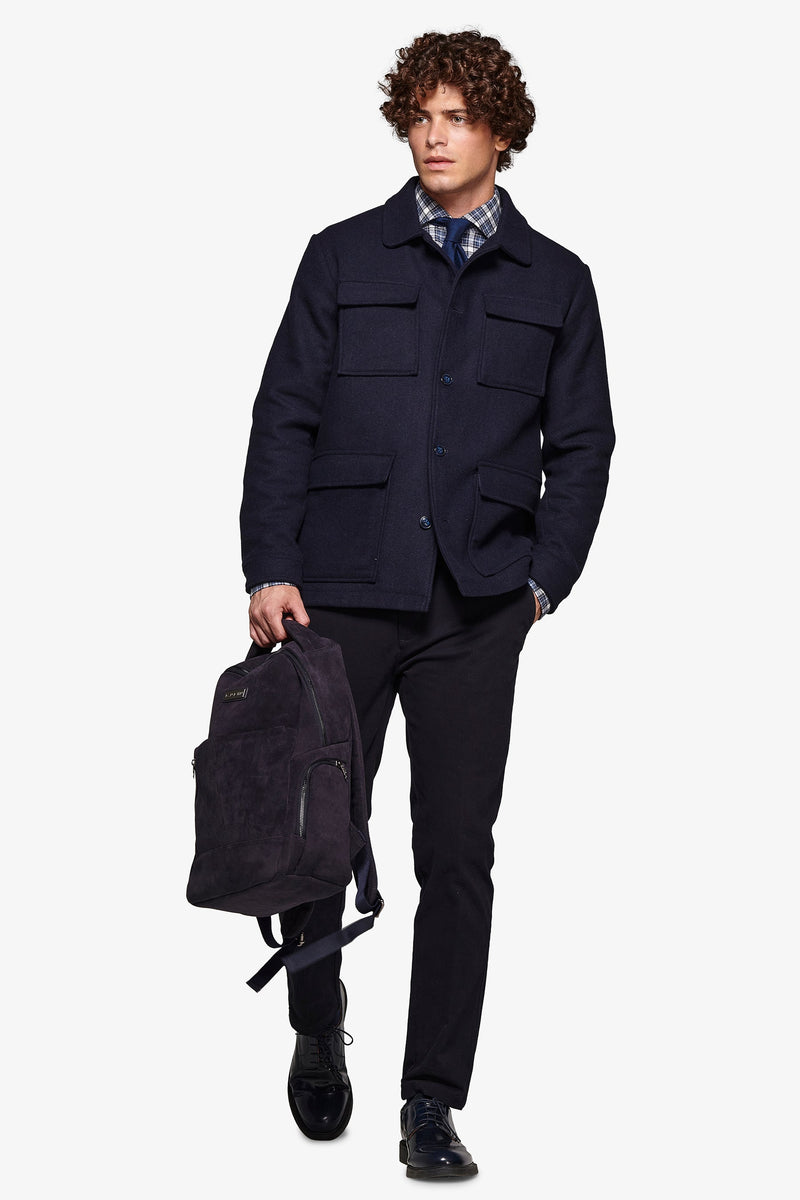Overshirt 4 tasche blu-Dan John