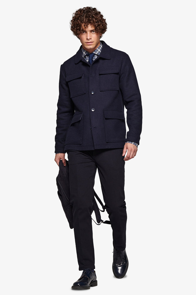 Overshirt 4 tasche blu-Dan John