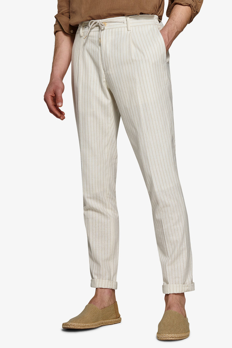 Pantalaccio da abito a righe ecru-Dan John