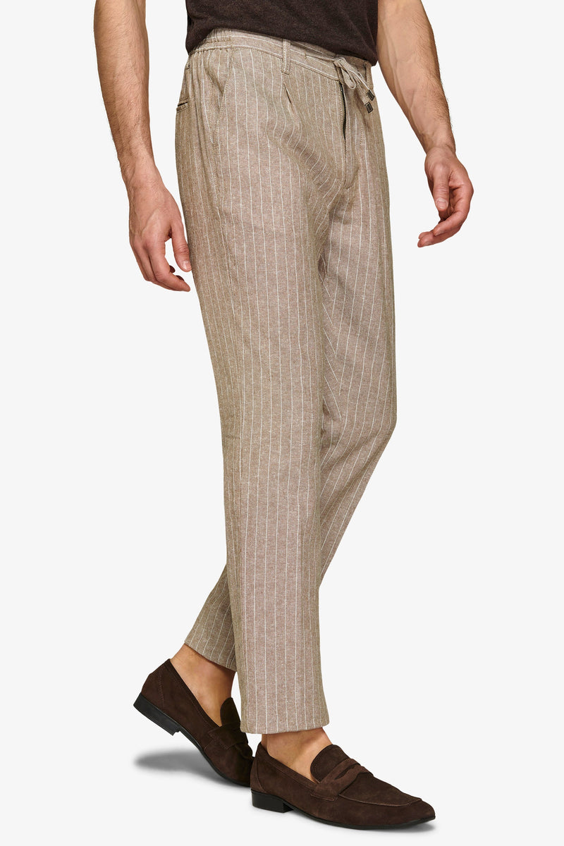 Pantalaccio misto lino gessato beige-Dan John
