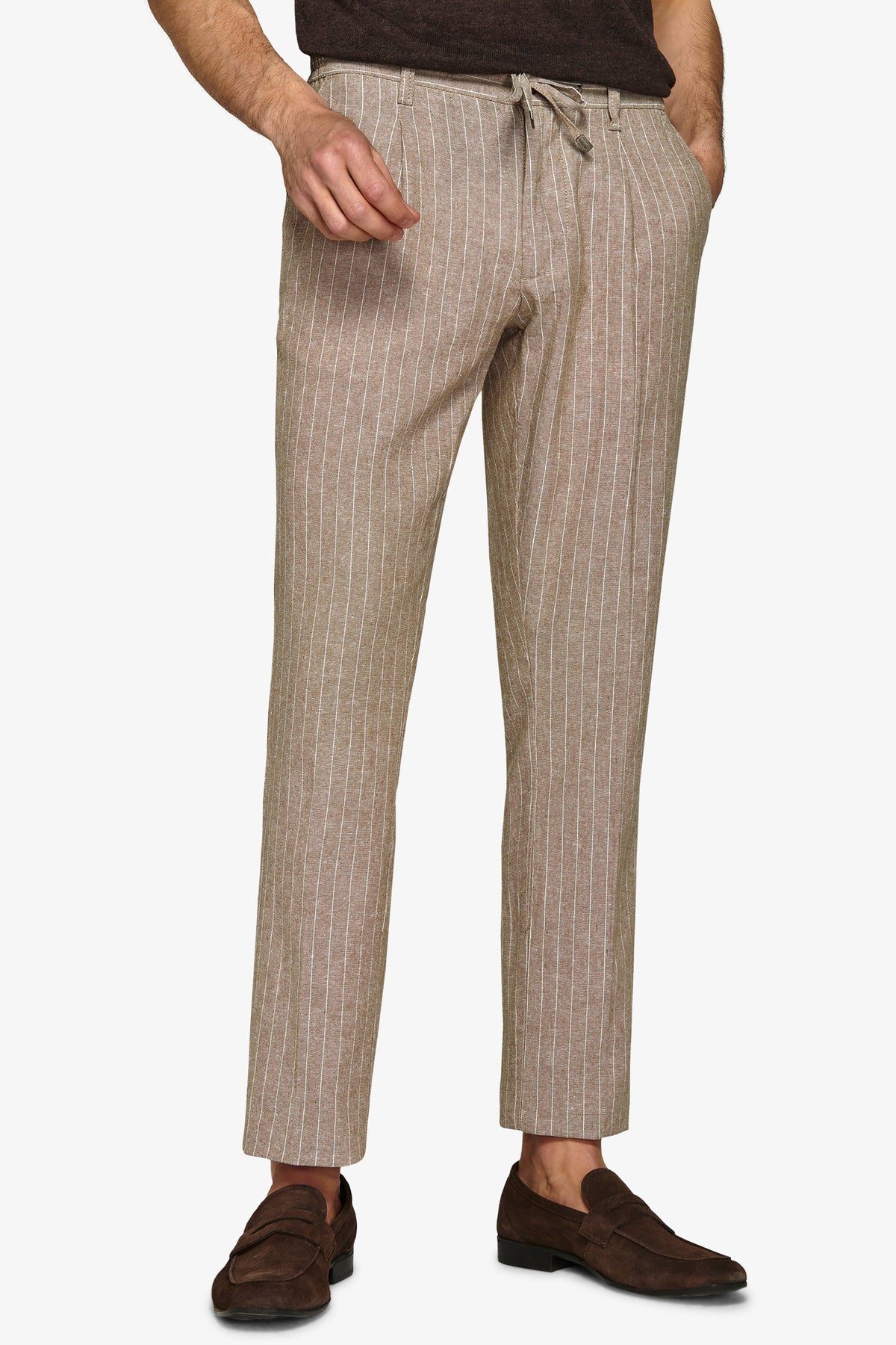 Pantalaccio misto lino gessato beige-Dan John