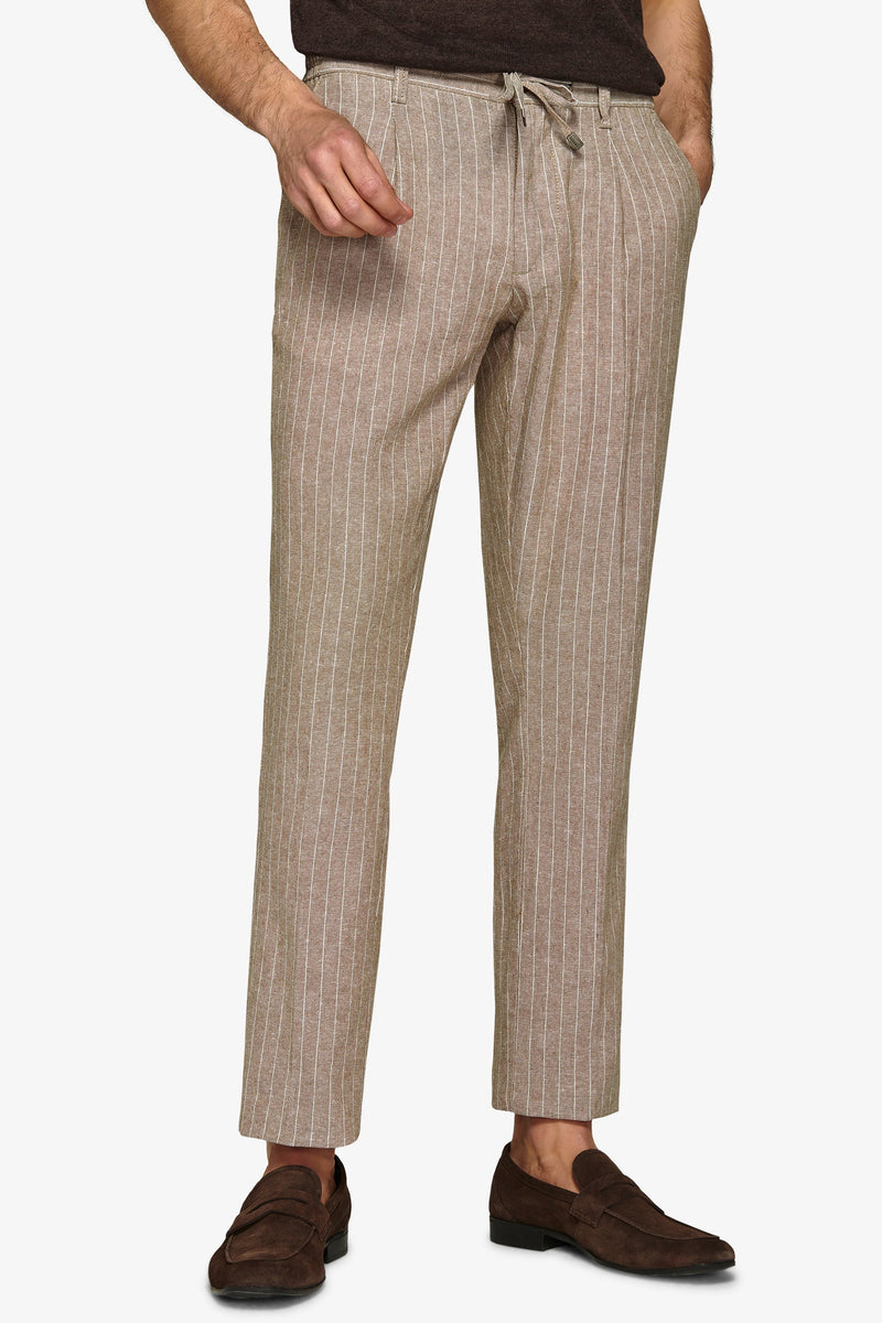 Pantalaccio misto lino gessato beige-Dan John