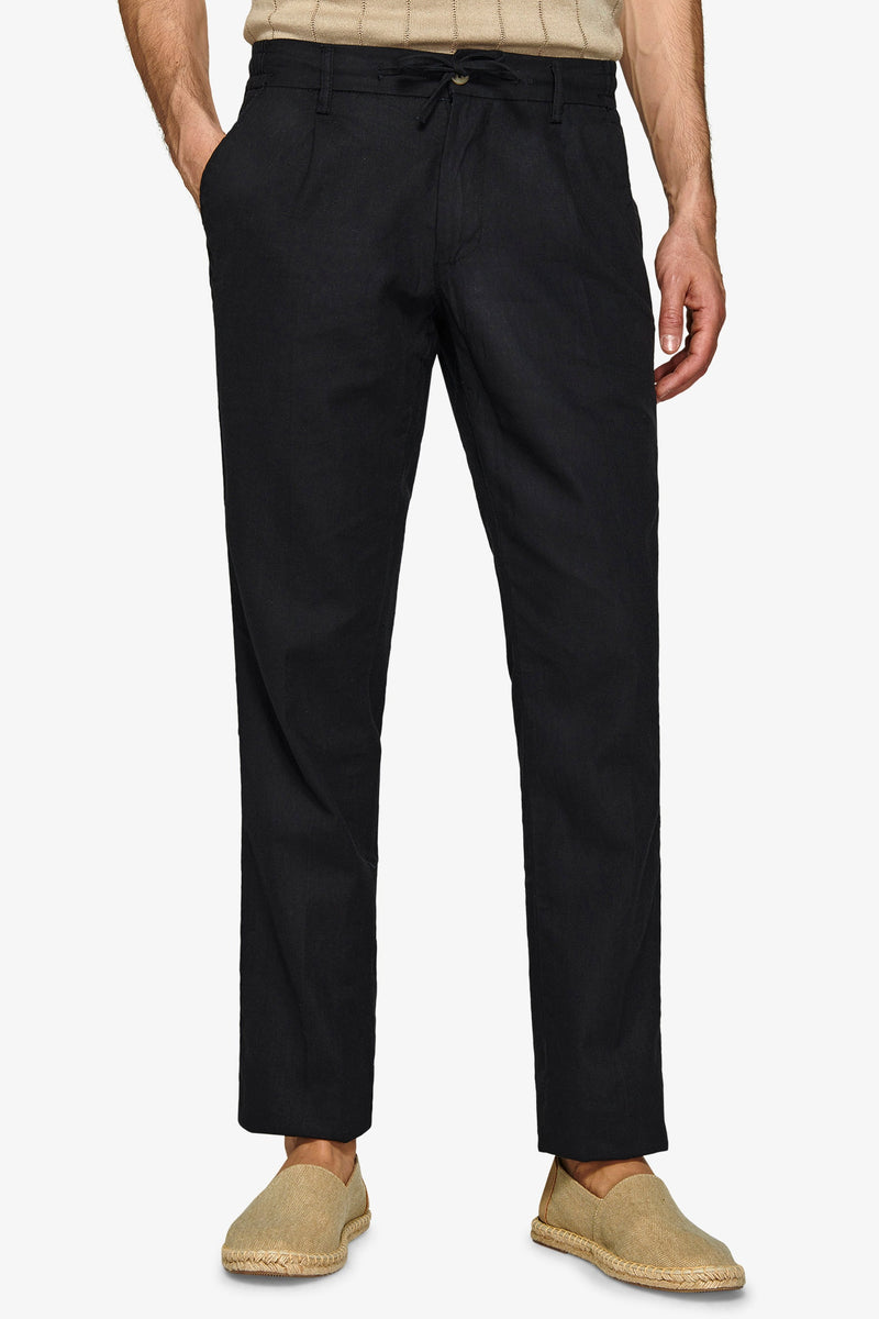 Pantalaccio misto lino nero-Dan John