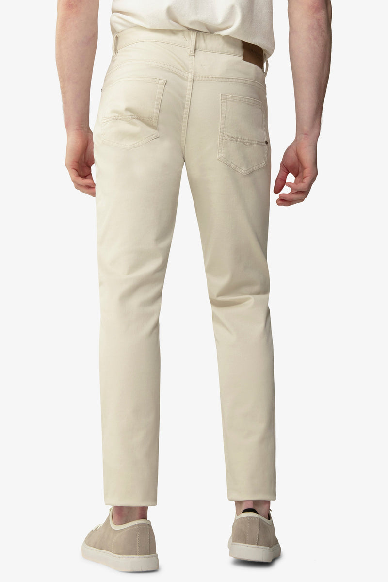 Pantalone 5 tasche stretch crema-Dan John
