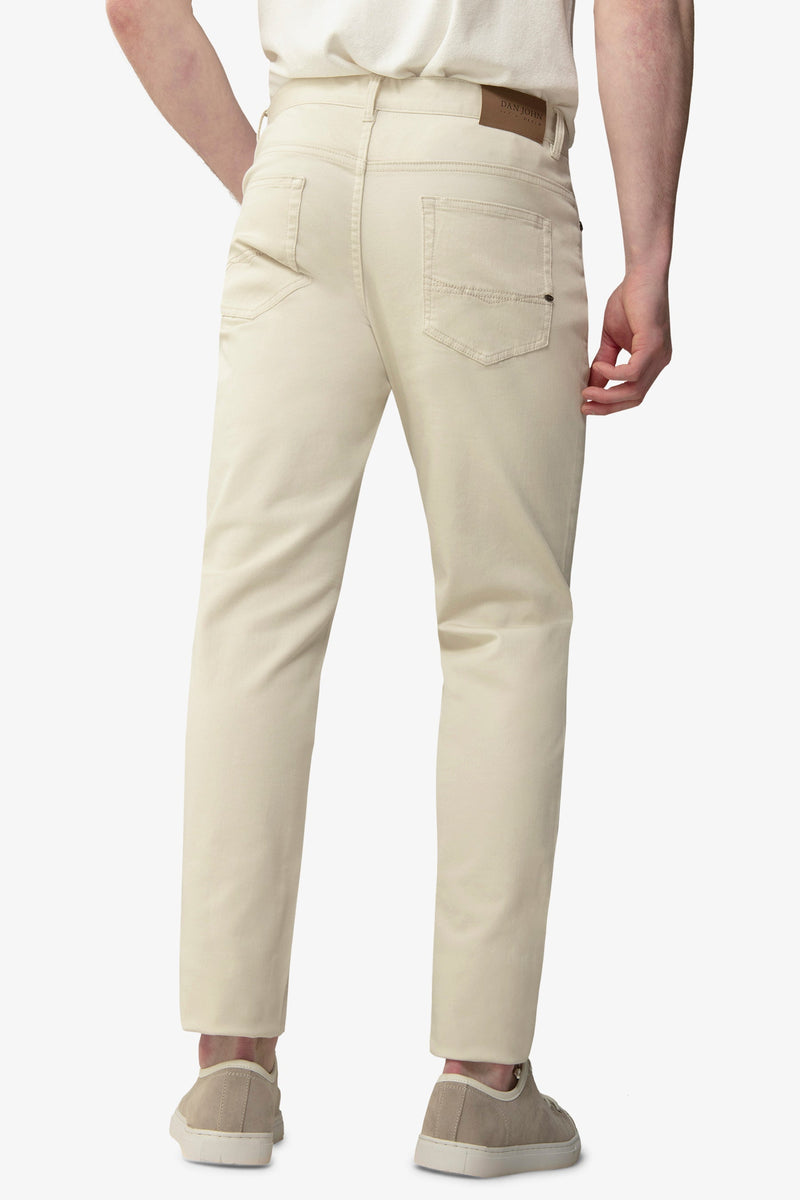Pantalone 5 tasche stretch crema-Dan John