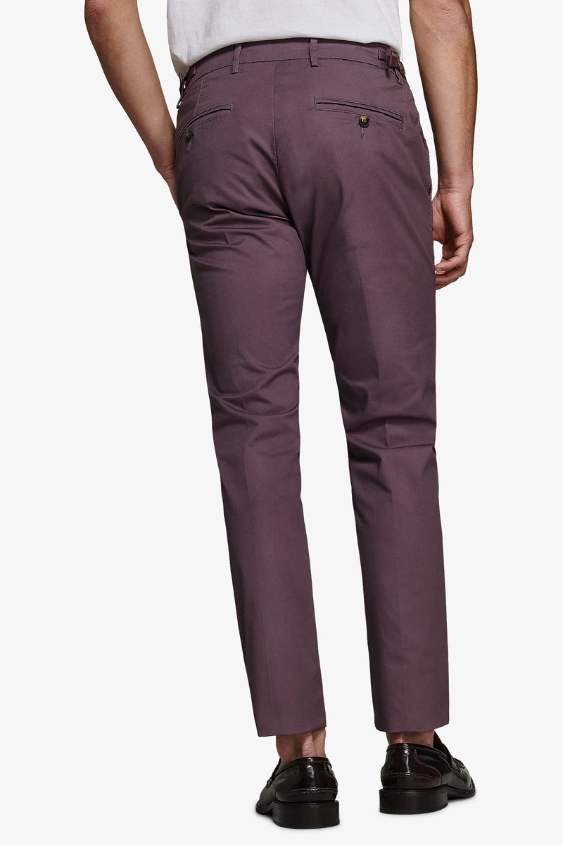 Pantalone chino armaturato melanzana slim-Dan John
