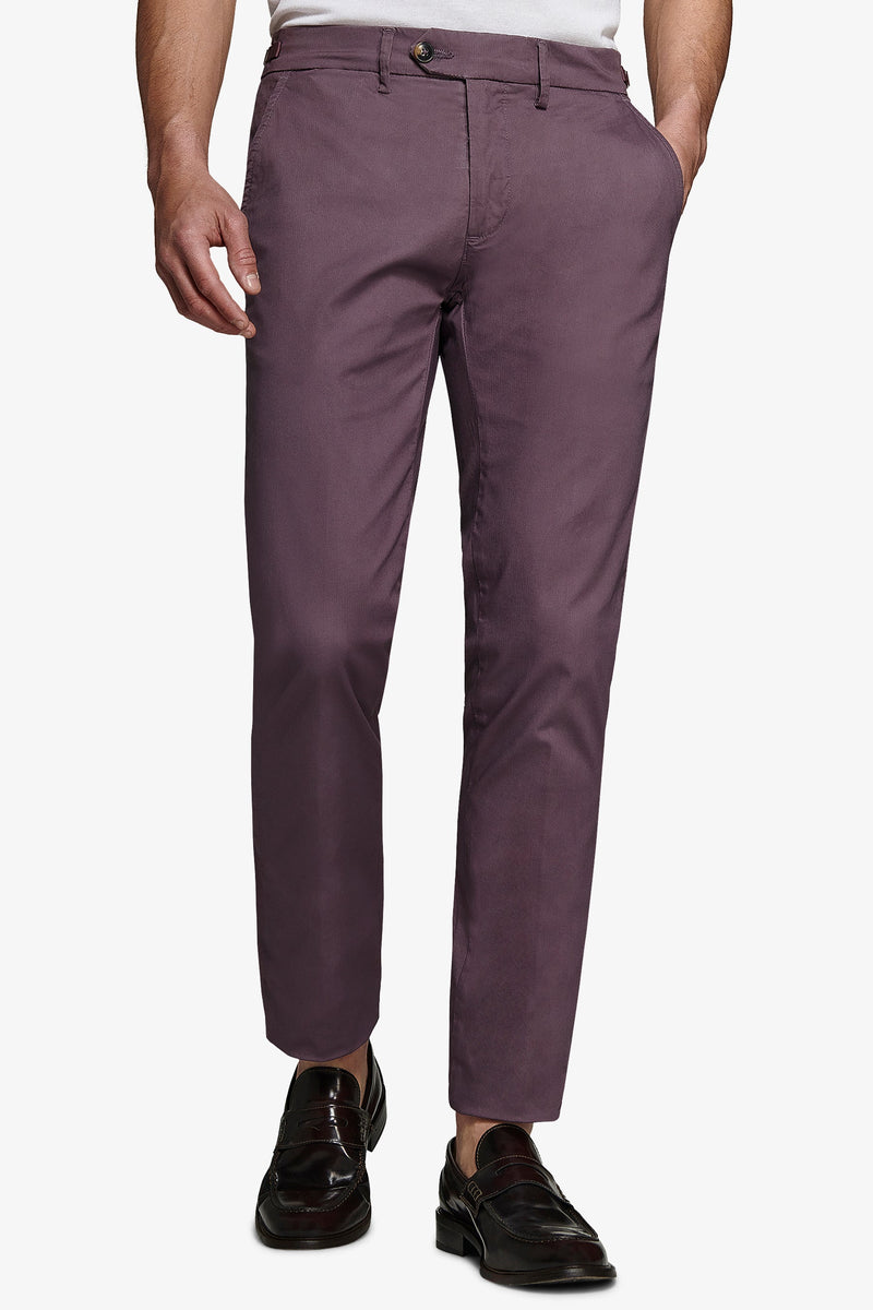 Pantalone chino armaturato melanzana slim-Dan John
