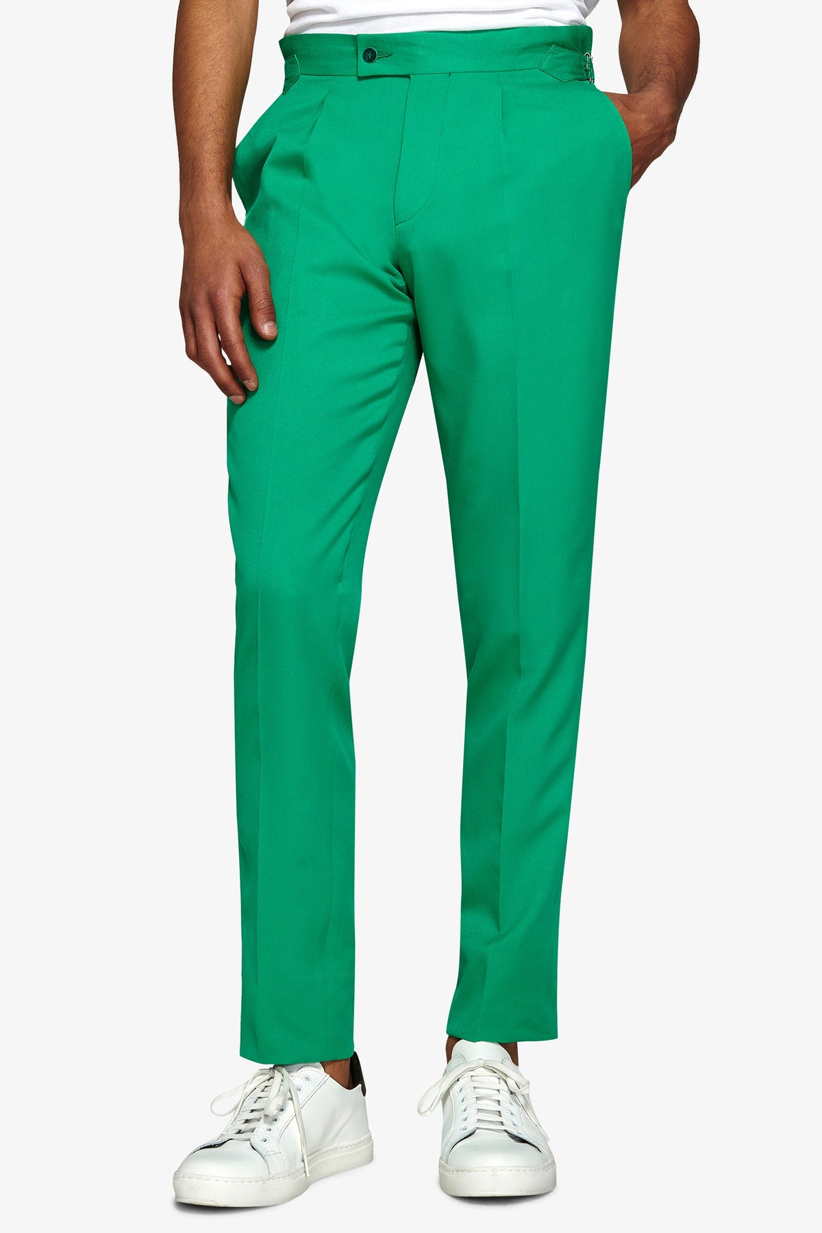 Pantalone da abito con pinces verde slim-Dan John