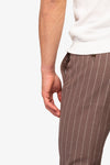 Pantalone da abito gessato marrone slim-Dan John