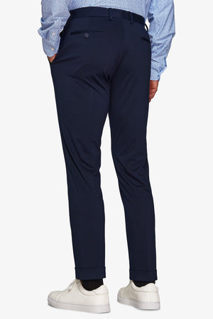 Pantalone da abito in jersey stretch relax tech blu slim-Dan John