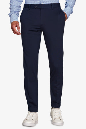 Pantalone da abito in jersey stretch relax tech blu slim-Dan John