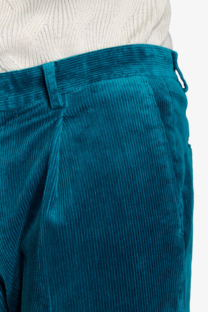 Pantalone da abito in velluto petrolio "Universe"-Dan John