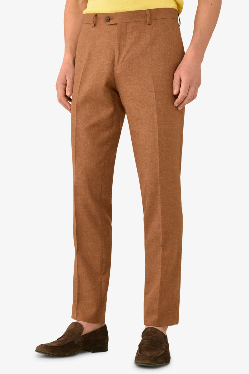 Pantalone da abito misto lino fiammato tabacco slim-Dan John
