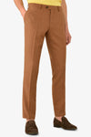 Pantalone da abito misto lino fiammato tabacco slim-Dan John