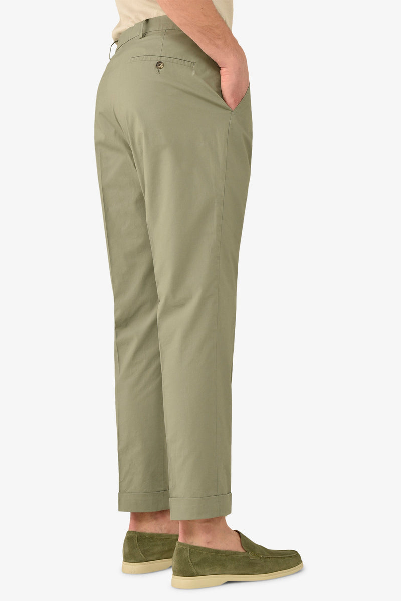 Pantalone da abito tela paracadute verde malva slim-Dan John