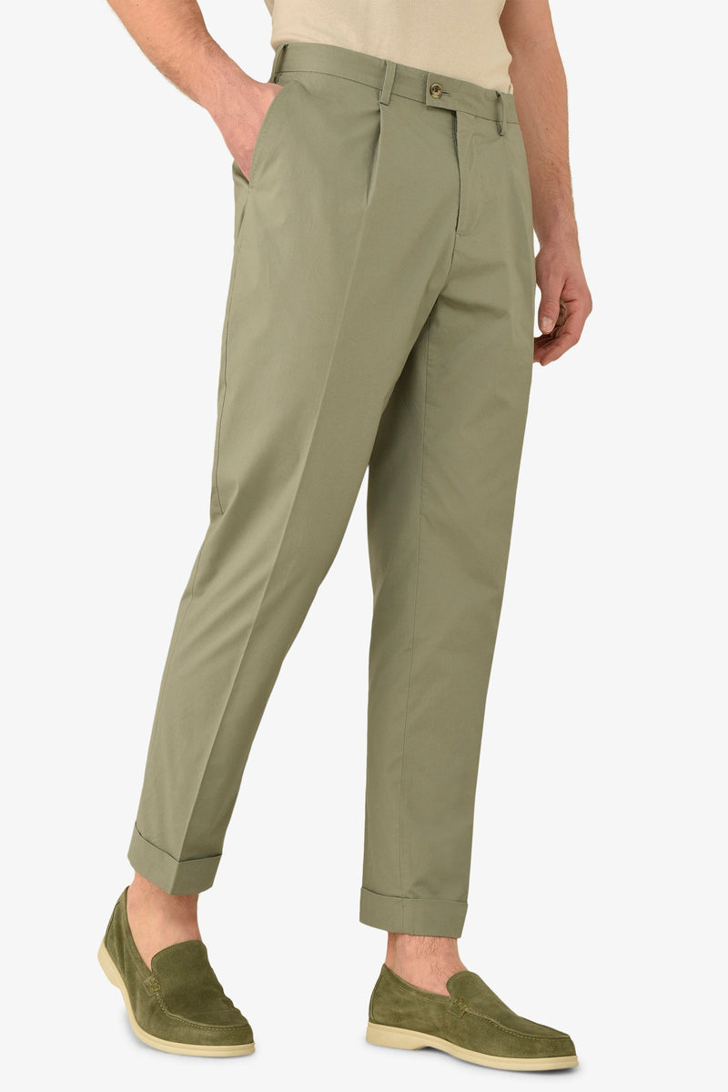 Pantalone da abito tela paracadute verde malva slim-Dan John
