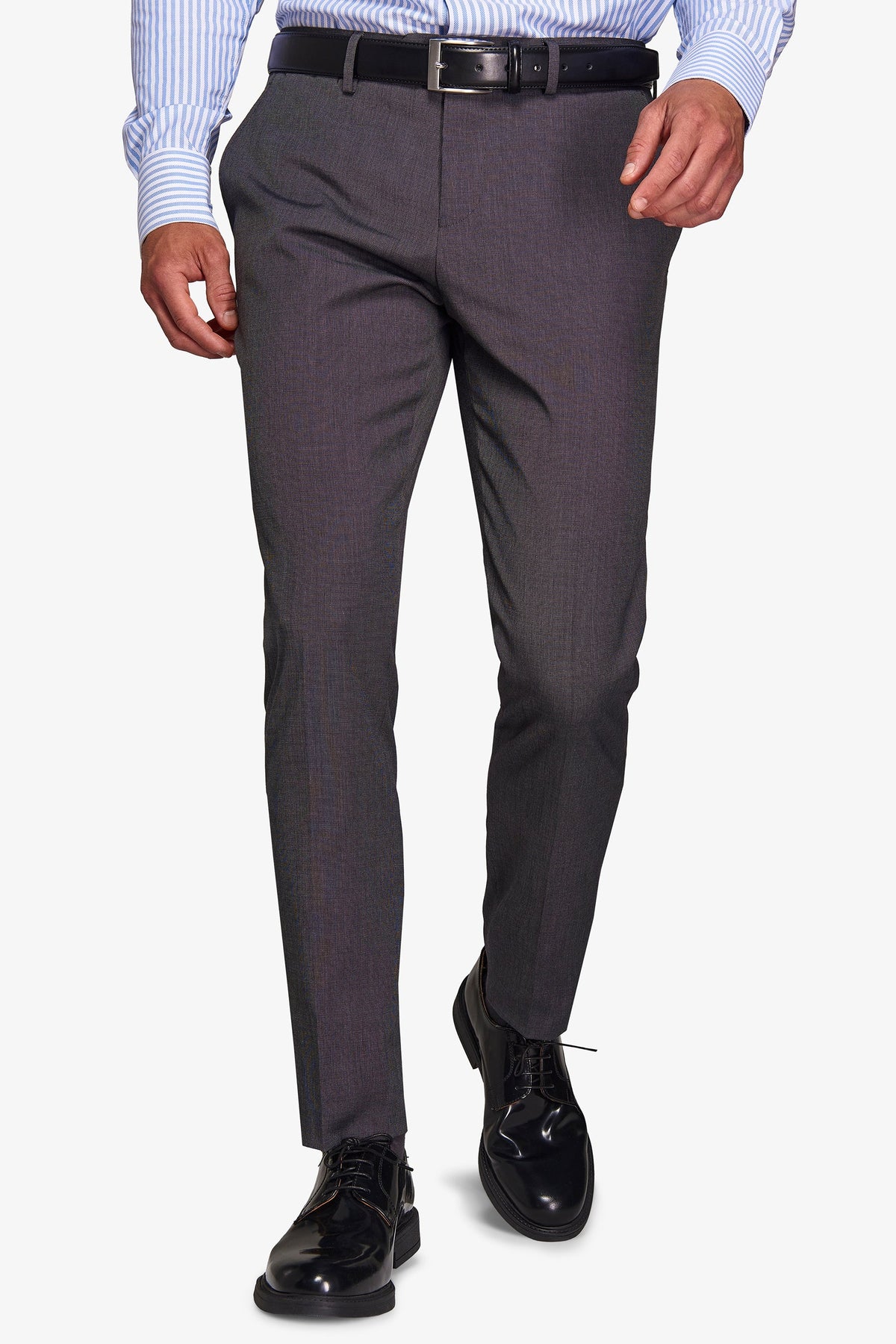 Pantaloni da abito trama punto a spillo antracite slim-Dan John