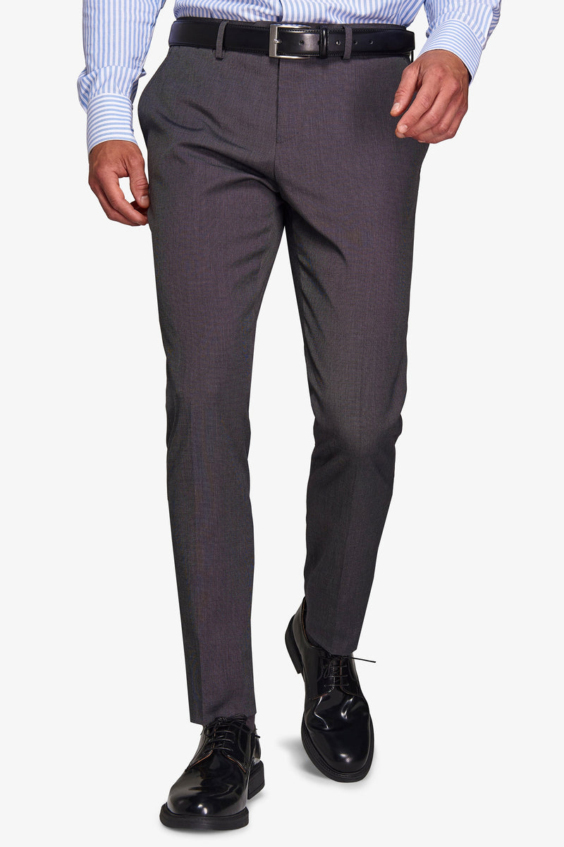 Pantaloni da abito trama punto a spillo antracite slim-Dan John