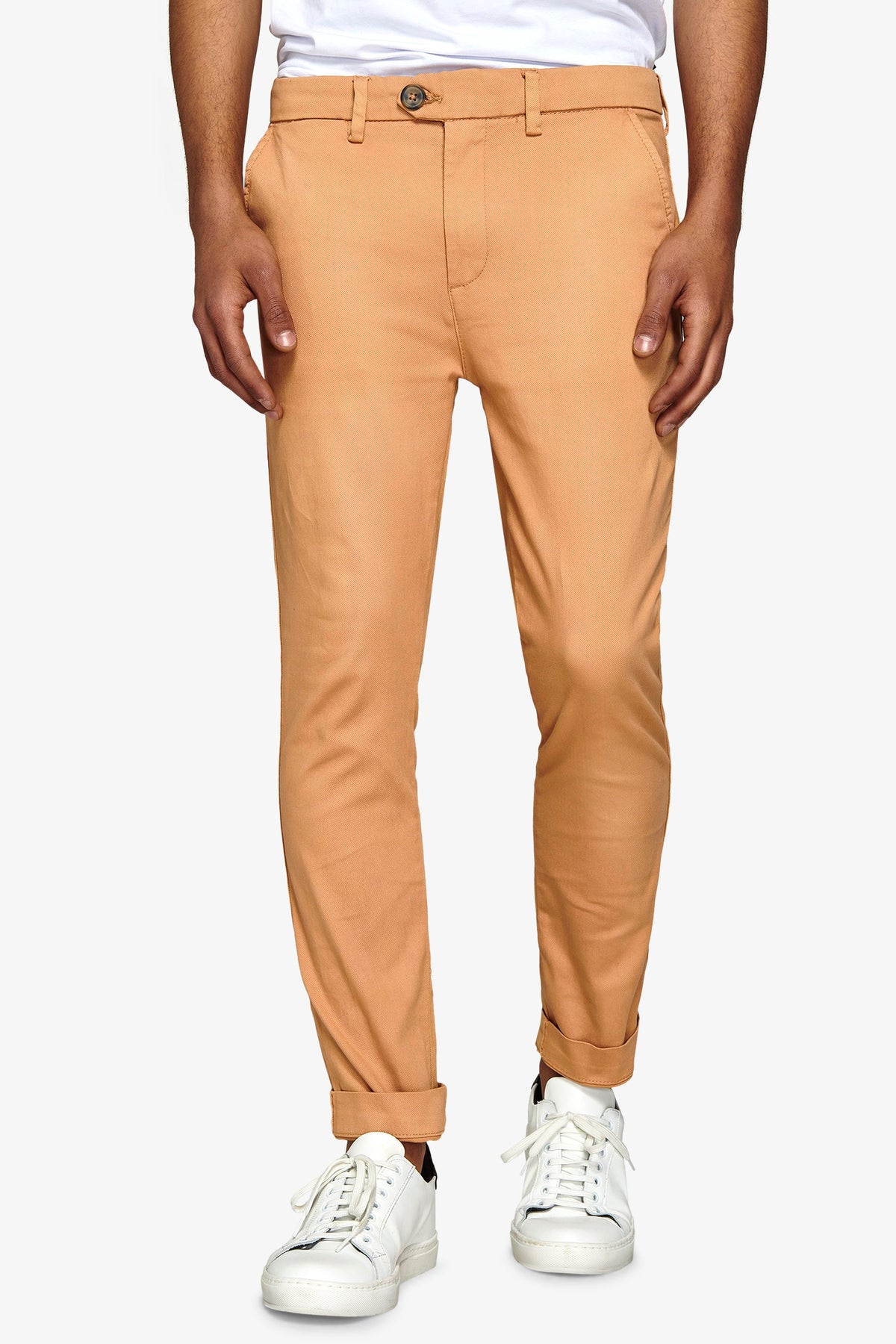 Pantalone in canvas tinto capo albicocca slim-Dan John