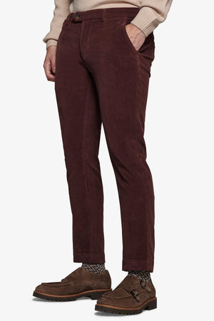 Pantalone in velluto millerighe old bordeaux-Dan John