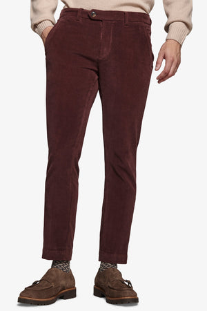 Pantalone in velluto millerighe old bordeaux-Dan John