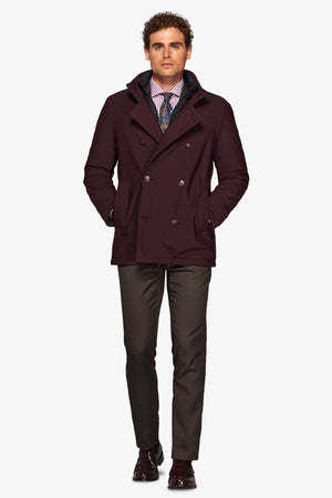 Peacoat doppiopetto trapuntato bordeaux-Dan John