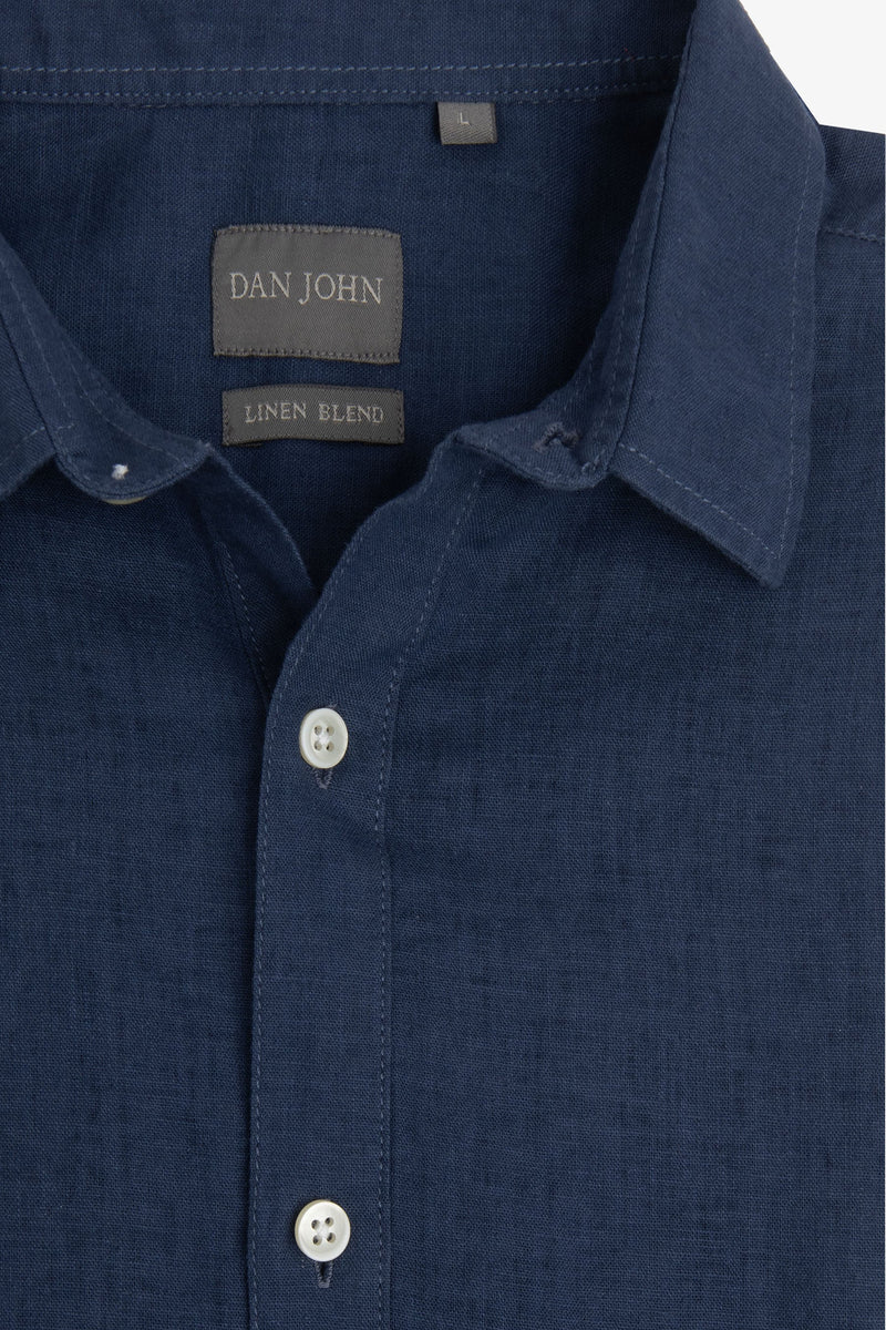 Polo camicia misto lino indaco-Dan John
