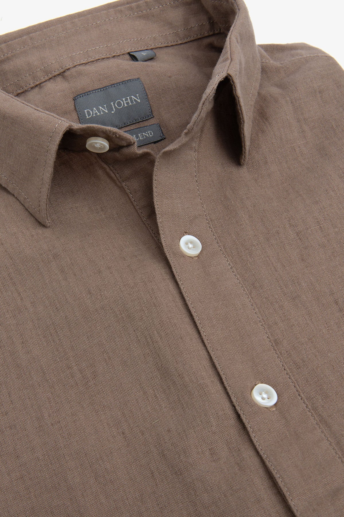 Polo camicia misto lino marrone melange-Dan John