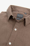 Polo camicia misto lino marrone melange-Dan John