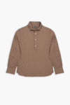 Polo camicia misto lino marrone melange-Dan John