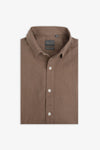 Polo camicia misto lino marrone melange-Dan John