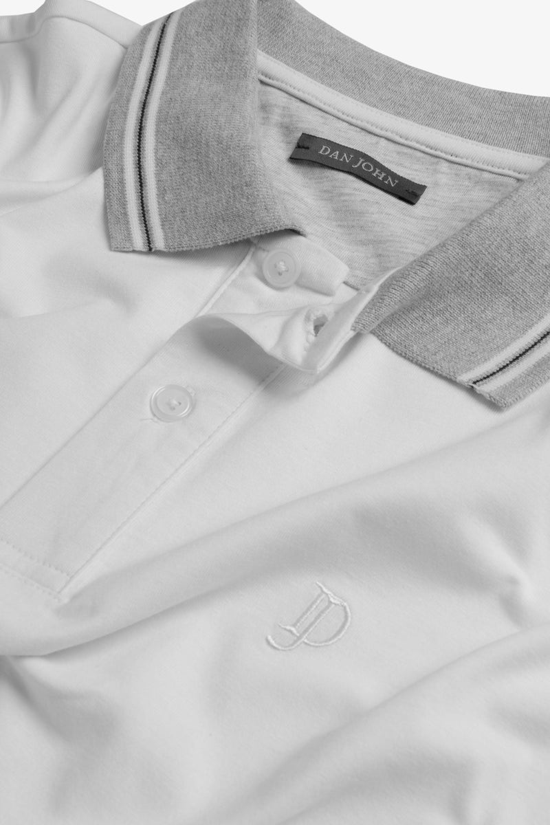 Polo in jersey con dettagli in contrasto bianca-Dan John