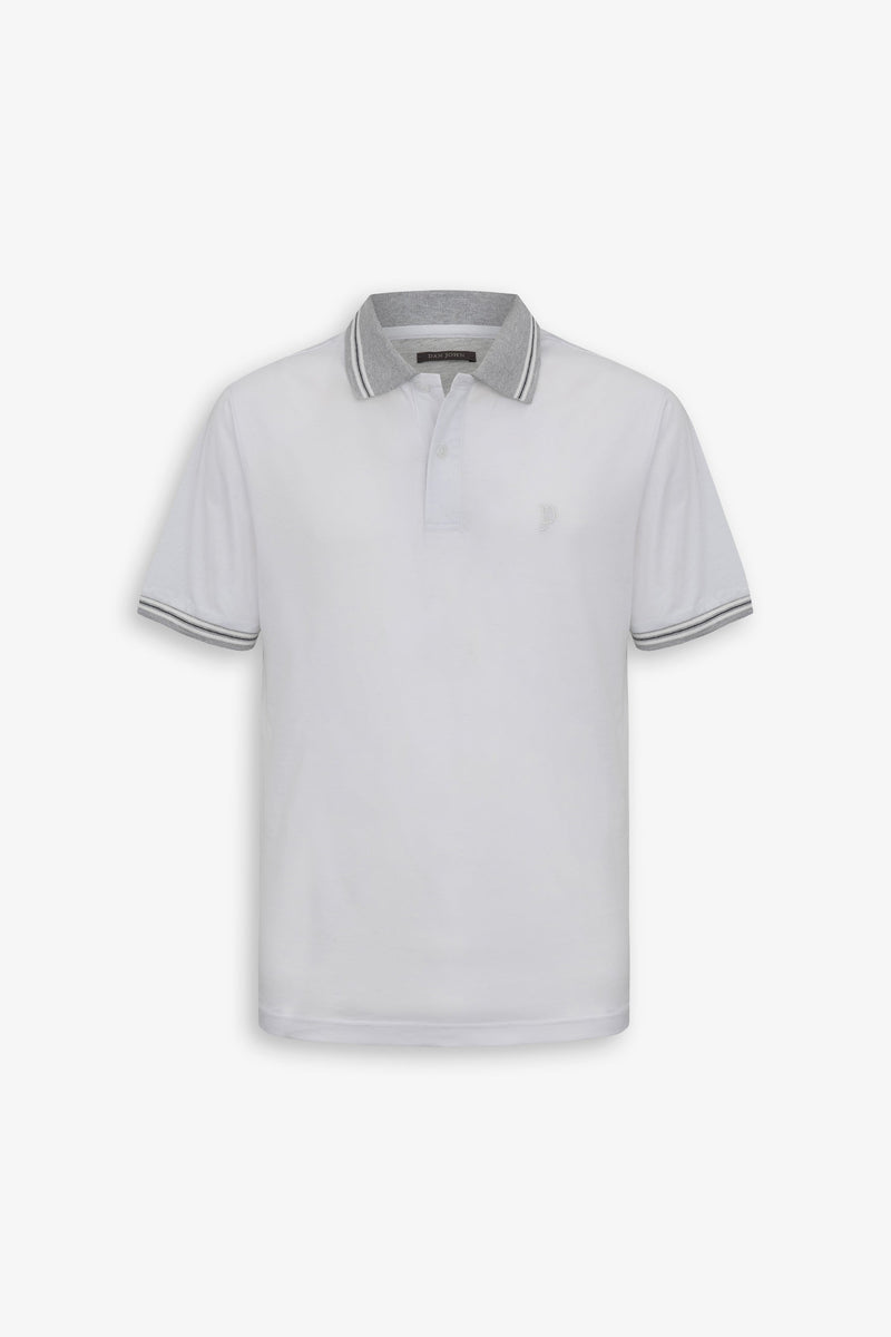 Polo in jersey con dettagli in contrasto bianca-Dan John