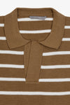 Polo in maglia collo aperto a righe beige-Dan John