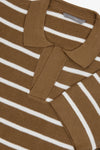 Polo in maglia collo aperto a righe beige-Dan John