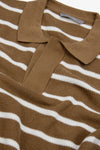 Polo in maglia collo aperto a righe beige-Dan John
