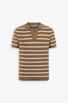 Polo in maglia collo aperto a righe beige-Dan John