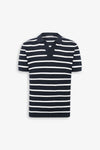 Polo in maglia collo aperto a righe blu-Dan John