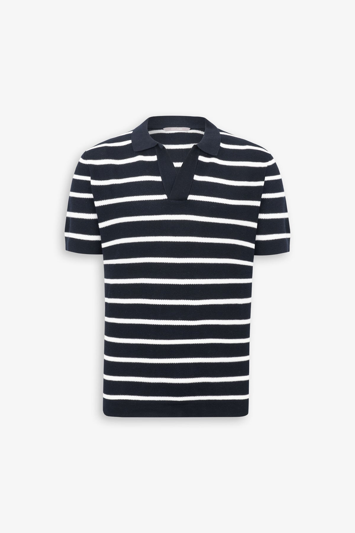 Polo in maglia collo aperto a righe blu-Dan John