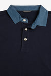 Polo piquet armaturata collo denim-Dan John