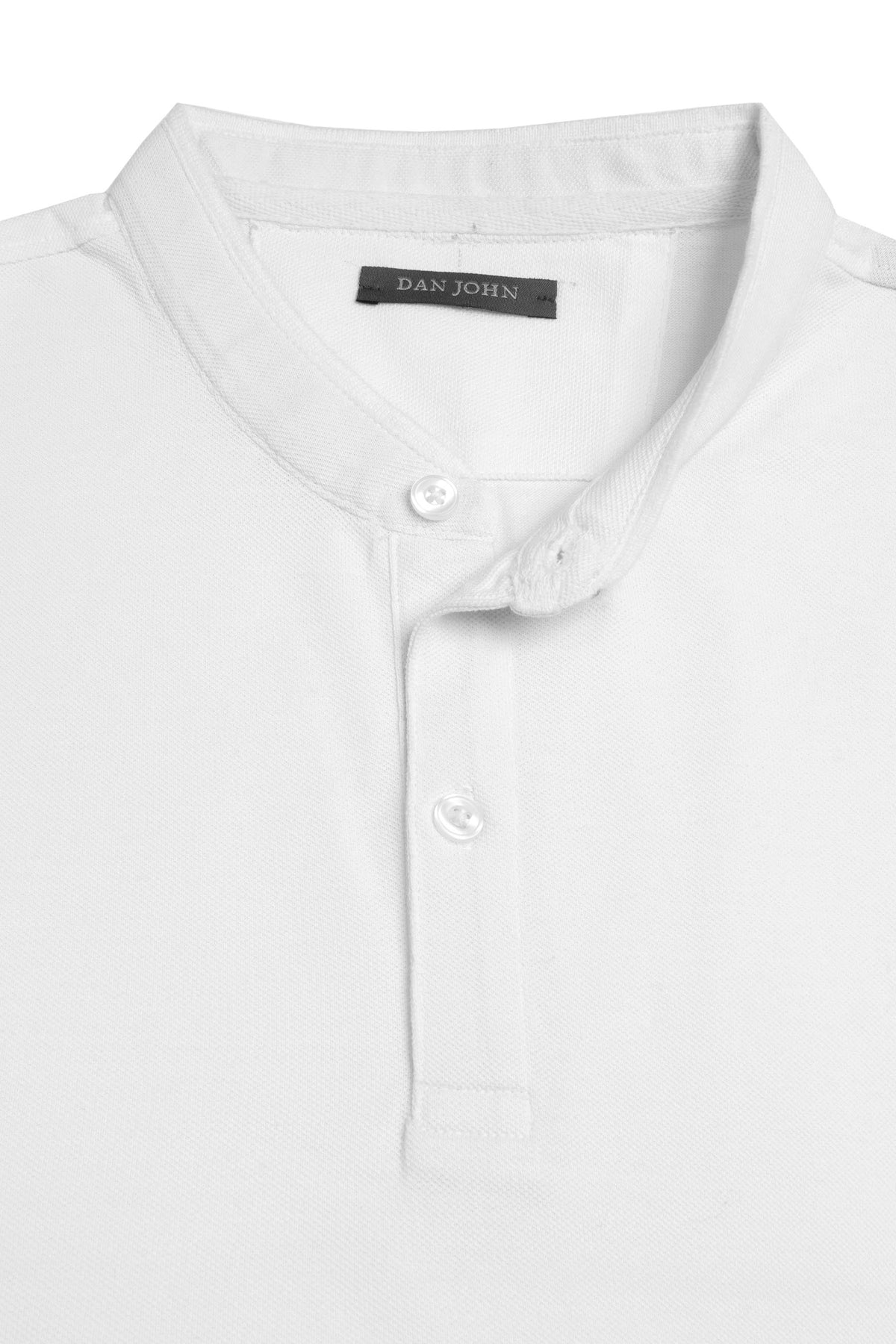 Polo piquet collo coreano bianco-Dan John