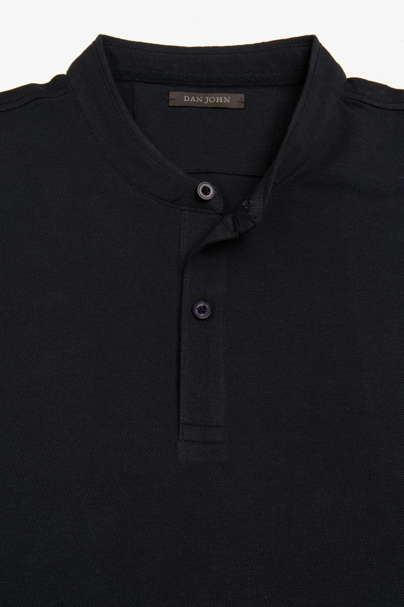Polo piquet collo coreano blu-Dan John
