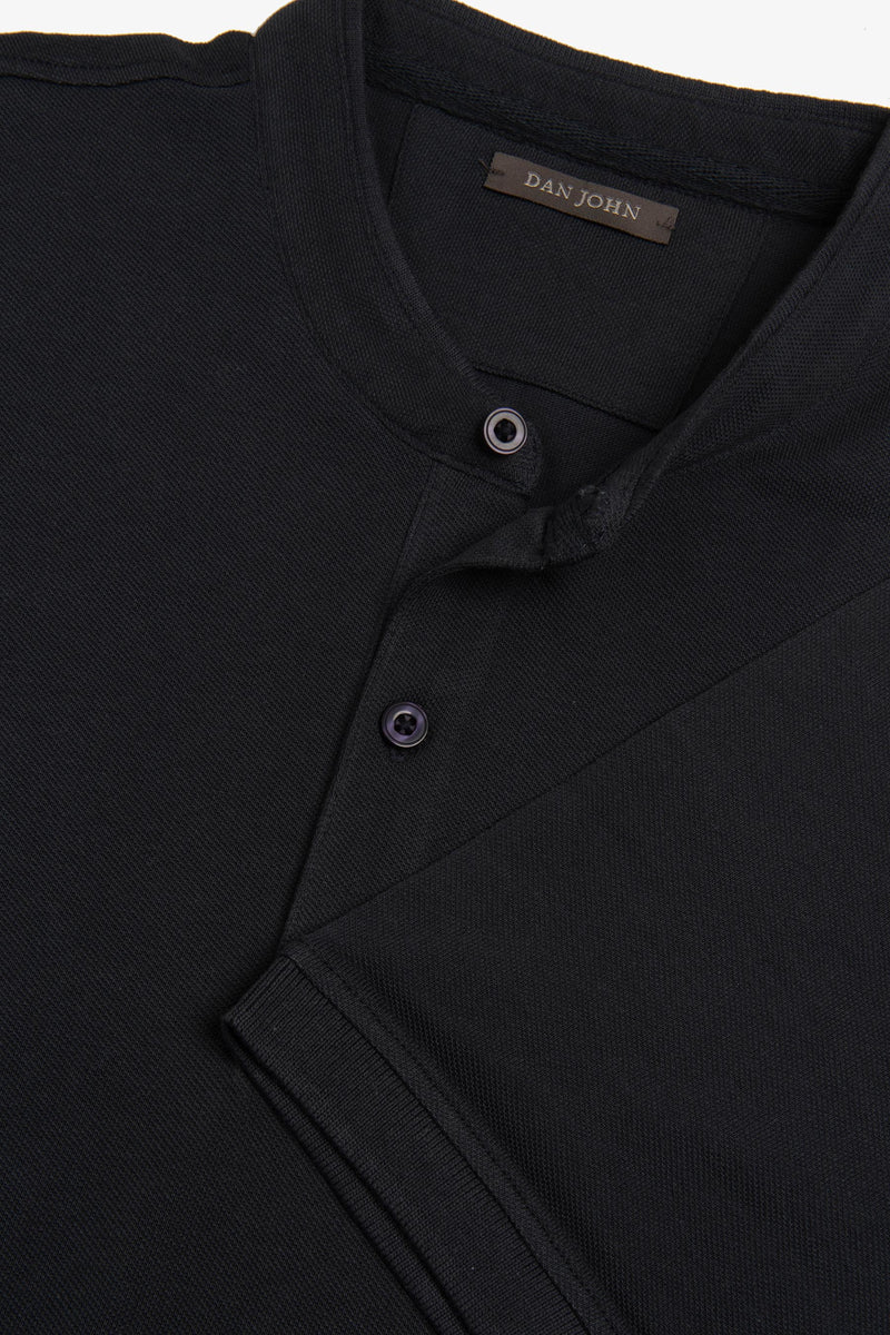 Polo piquet collo coreano blu-Dan John