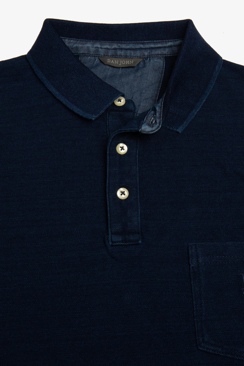 Polo piquet di cotone denim-Dan John