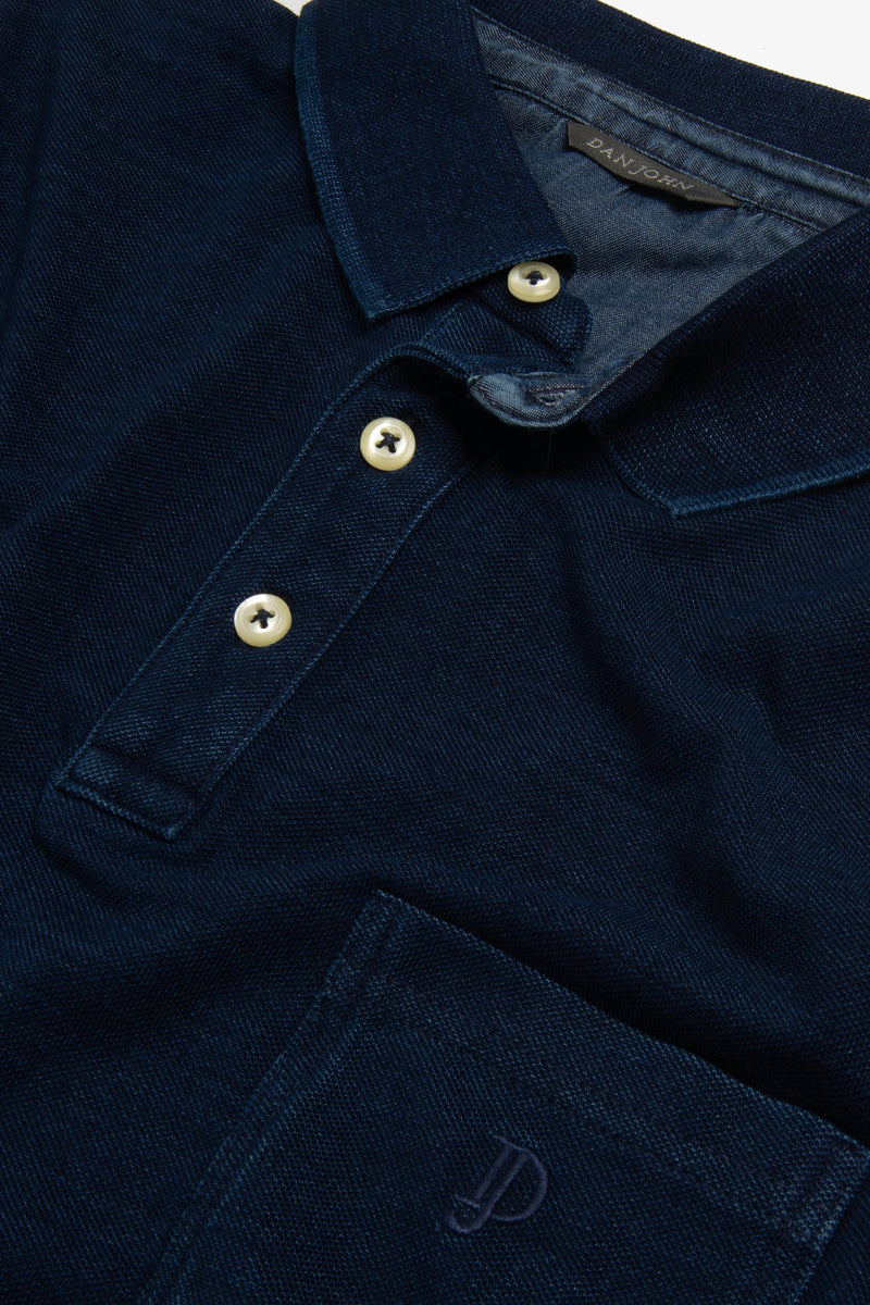 Polo piquet di cotone denim-Dan John