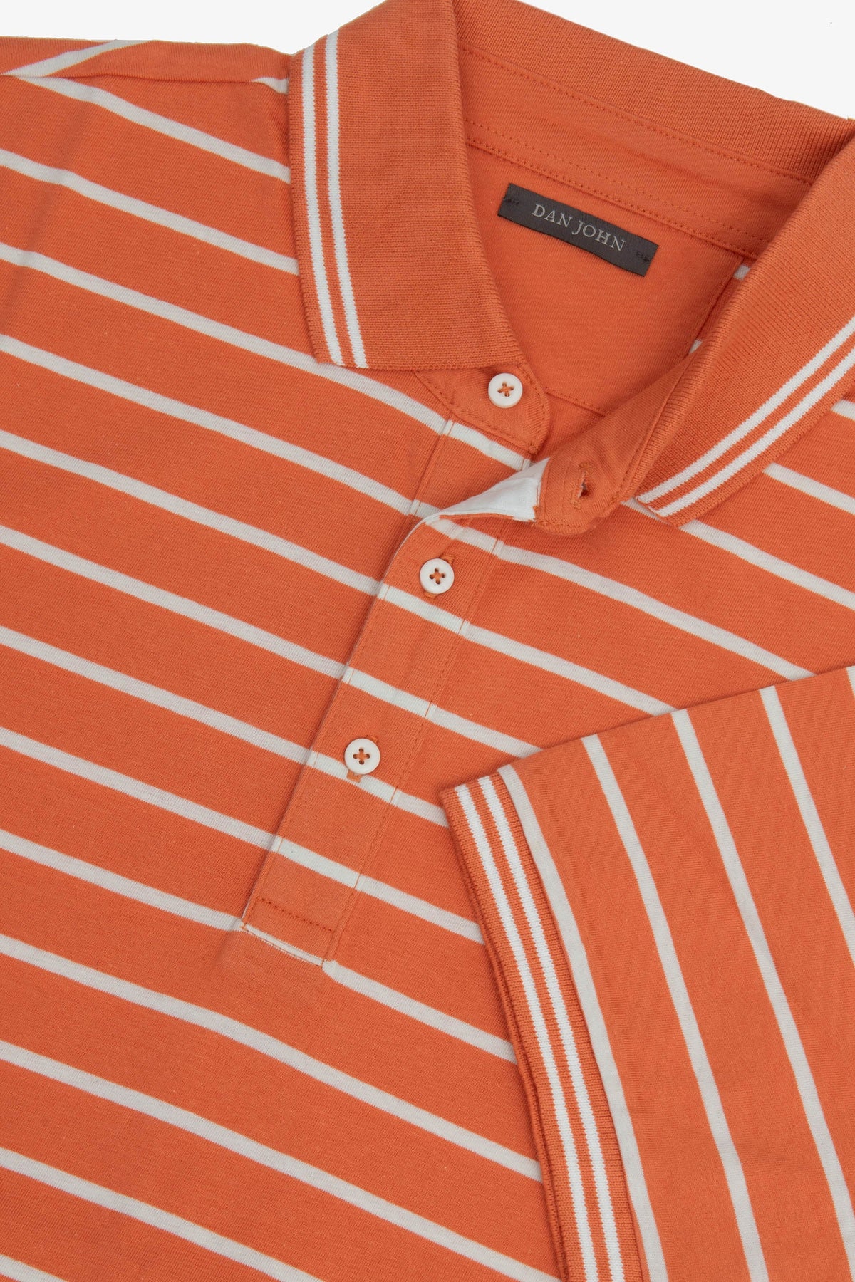 Polo rigata in jersey arancio-Dan John