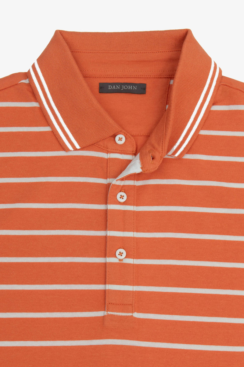 Polo rigata in jersey arancio-Dan John