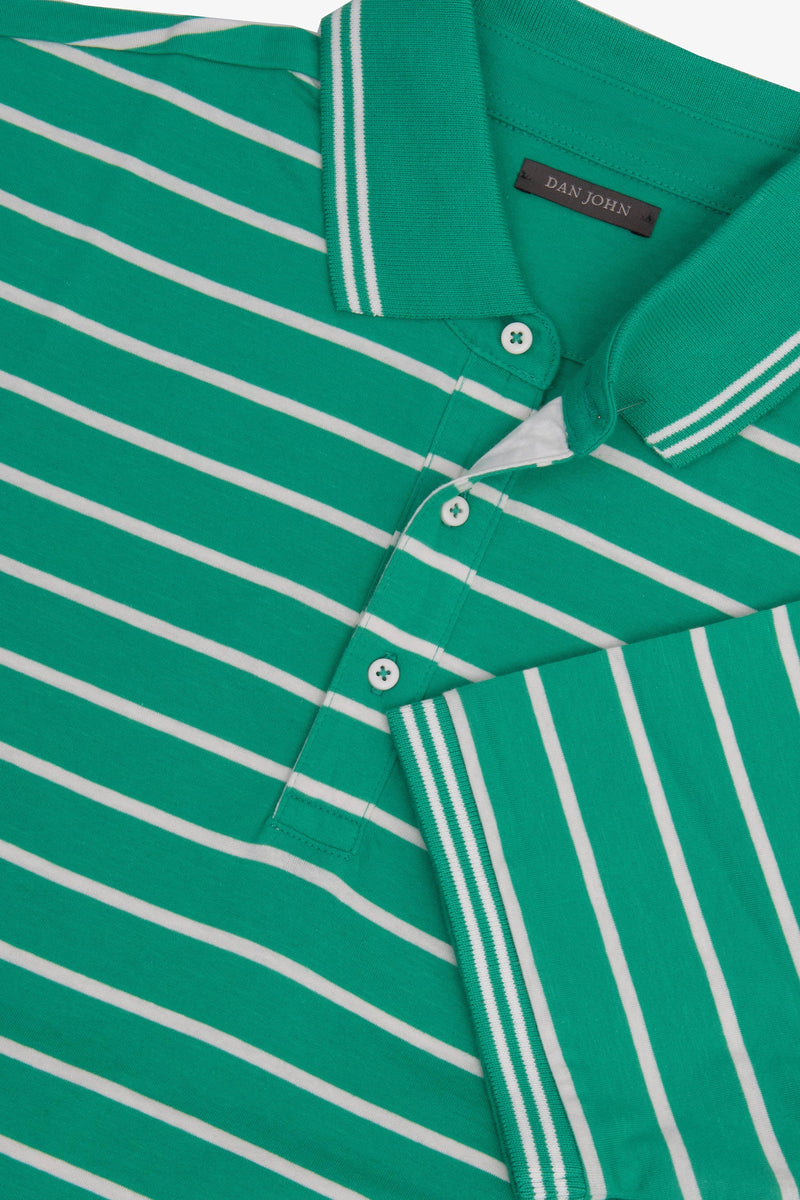 Polo rigata in jersey smeraldo-Dan John
